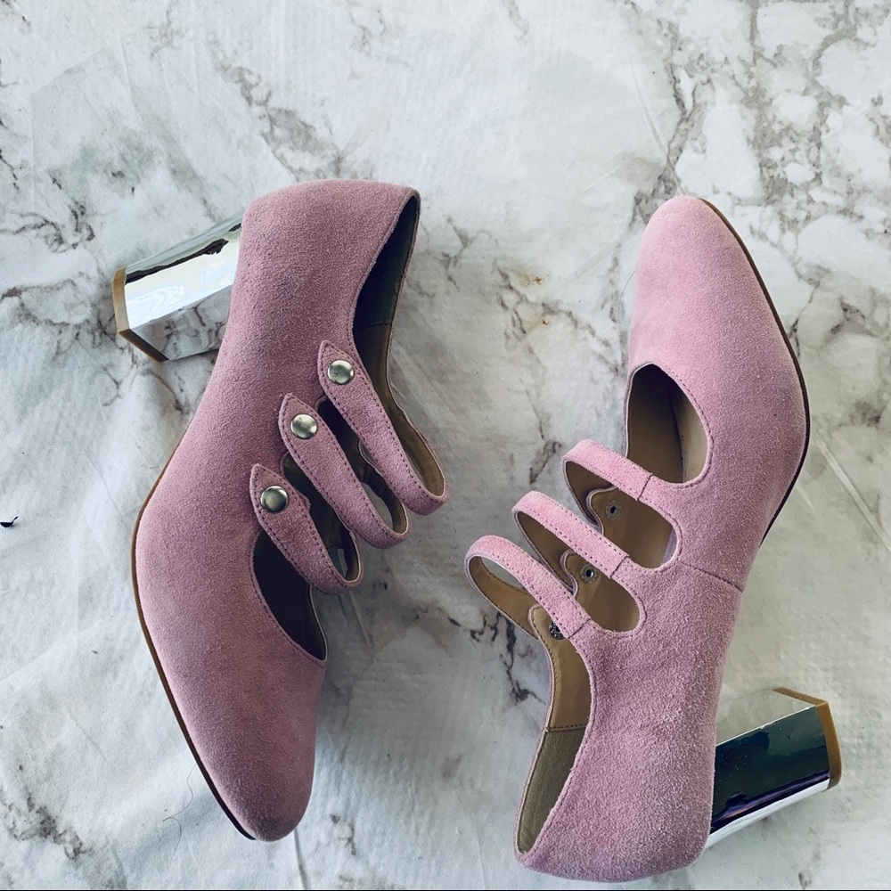 Rara Avis Suede Silver Heel Rockabilly Mary Janes